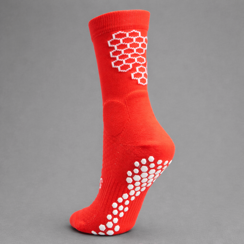Grip Sock — Red/White