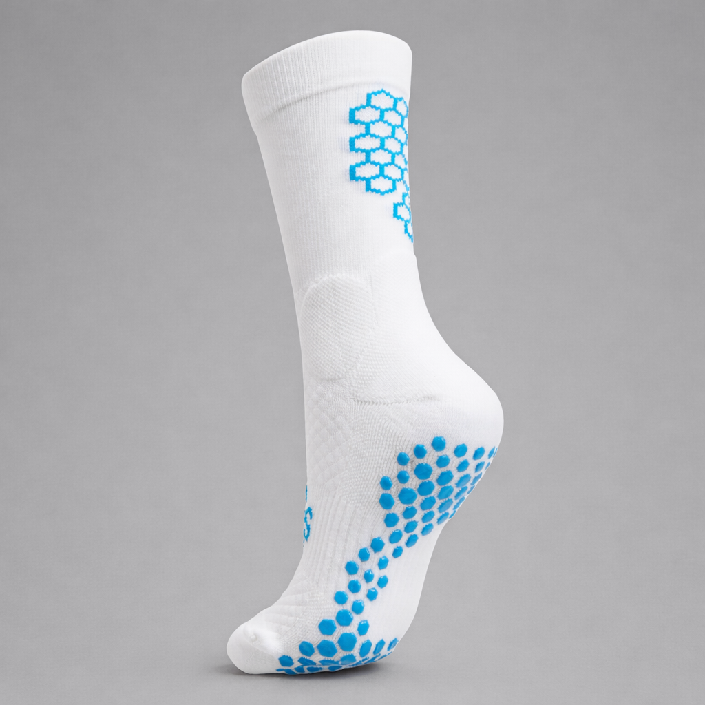 Grip Sock — White/Royal Blue