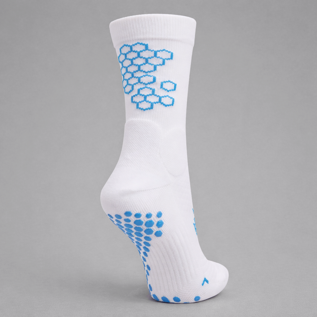 Grip Sock — White/Royal Blue