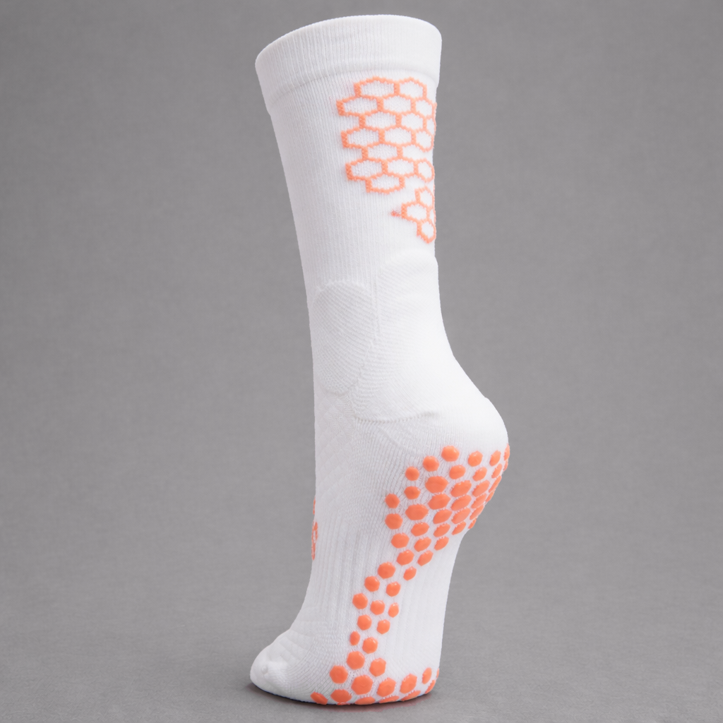 Grip Sock — White/Coral